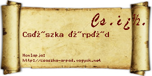 Császka Árpád névjegykártya